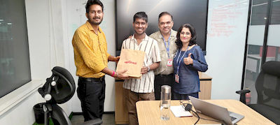 upGrad Mumbai office - student and parents with the counselling team after their study abroad session